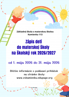 Zápis detí do materskej školy na školský rok 2026/2027